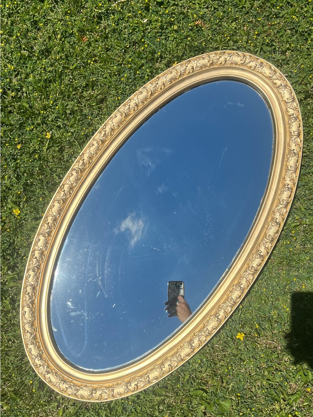 Ornate Vintage Gold Oval Wall Mirror